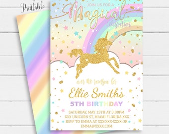 Unicorn Birthday Invitation Etsy