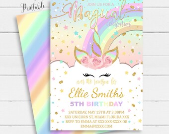 unicorn invite etsy