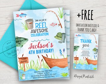 Fishing Invitation, Fishing Birthday Invitation Printable, Gone Fishing Invite, Fishing Party Invite, Fishing, EDITABLE, INSTANT DOWNLOAD