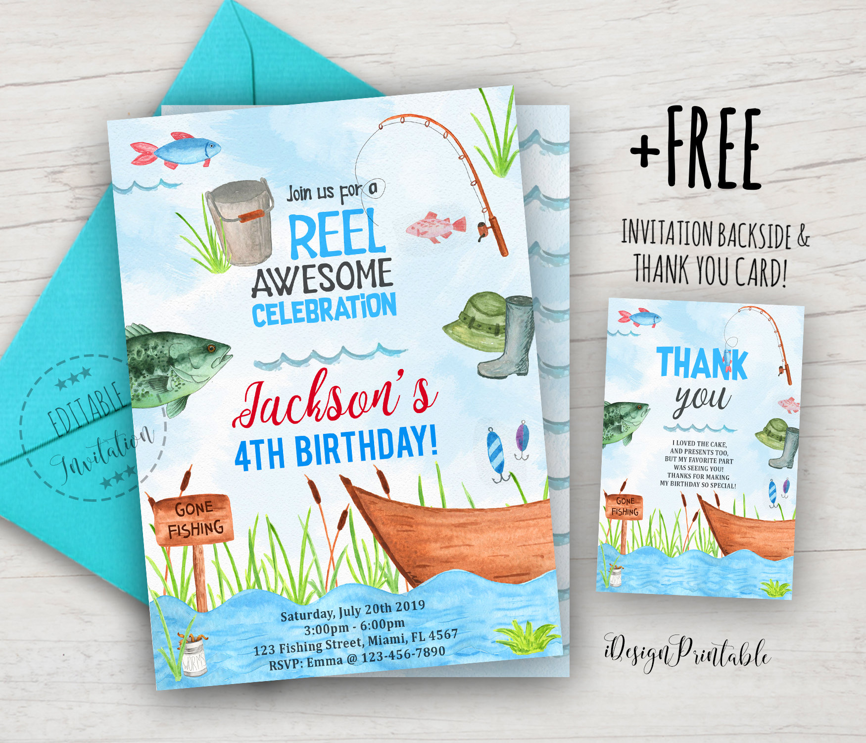 Fishing Invitation, Fishing Birthday Invitation Printable, Gone Fishing  Invite, Fishing Party Invite, Fishing, EDITABLE, INSTANT DOWNLOAD