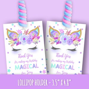 Unicorn Lollipop Holder, Unicorn Birthday Favors, Unicorn Birthday ...