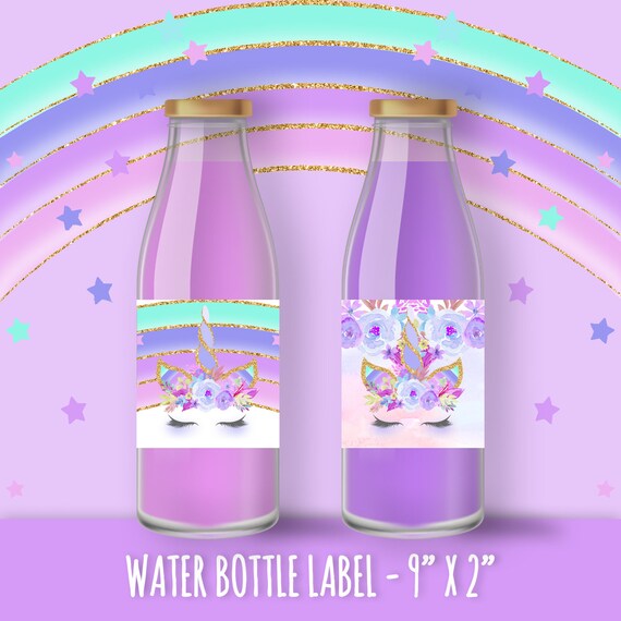 Rainbow Unicorn Water Bottle Labels Magical Unicorn Water Etsy