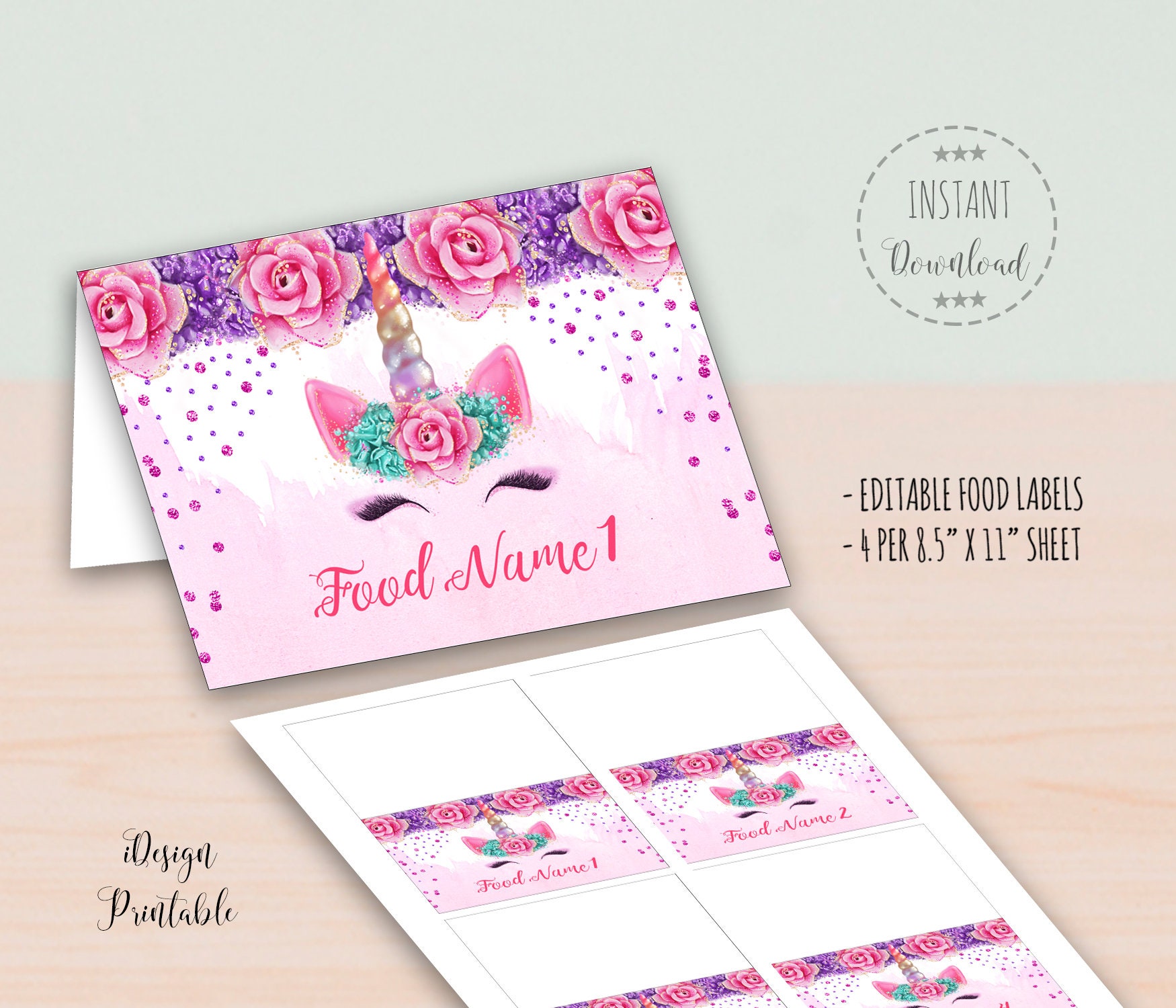 Unicorn Food Labels Unicorn Birthday Food Labels Printable | Etsy