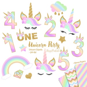 Rainbow Unicorn Face Clip Art, Unicorn Party Clip Art, Unicorn Heads PNG, Unicorn Clip Art Digital File, Unicorn, Rainbow, Stars, Clouds PNG