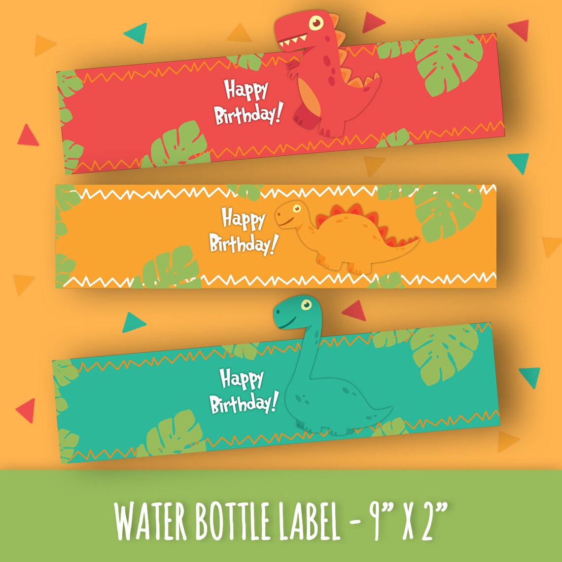 Dinosaur Water Bottle Labels Dinosaur Birthday Water Bottle Etsy