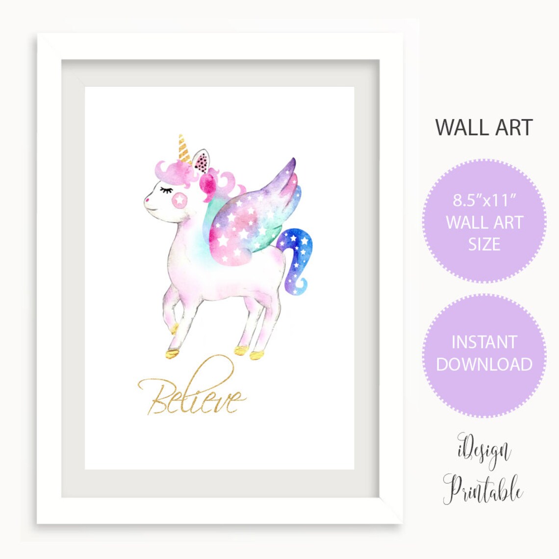 unicorn wall art printable unicorn room decor digital file etsy