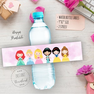 Princess Water Bottle Labels, Princess Birthday Labels, Magical Princess Party Water Labels ...