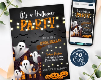 Halloween Party Invitation, Halloween Invitation Printable, Haunted House Invite, Ghosts Invite, Spooktacular Party, CORJL INSTANT DOWNLOAD