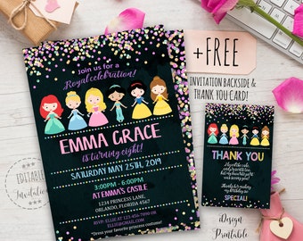 Princess Invitation, Princess Birthday Invitation Printable, Little Princess Party Invite, Magical Princess, EDITABLE, INSTANT DOWNLOAD