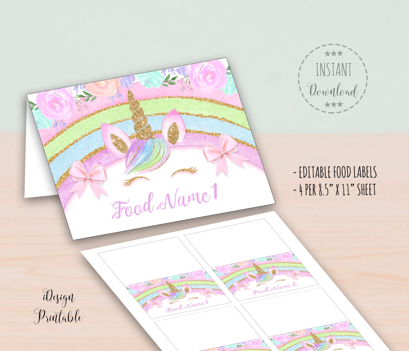 Unicorn Food Labels Unicorn Birthday Food Labels Printable - Etsy