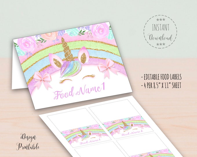 Unicorn Food Labels Unicorn Birthday Food Labels Printable - Etsy