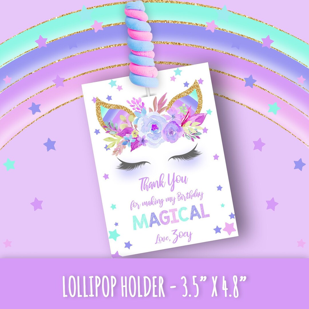 Unicorn Lollipop Holder, Unicorn Birthday Favors, Unicorn Birthday ...