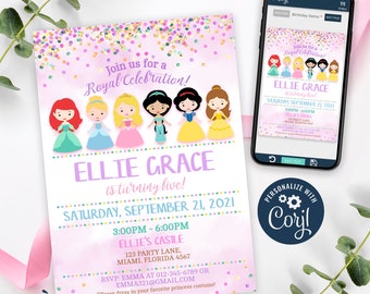 Princess Invitation, Princess Birthday Invitation Imprimable, Little Princess Party Invite, Magical Princess, Glitter, CORJL INSTANT DOWNLOAD