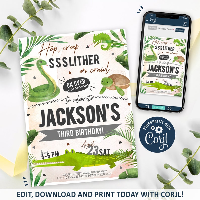 Reptile Invitation Reptile Birthday Invitation Printable Etsy