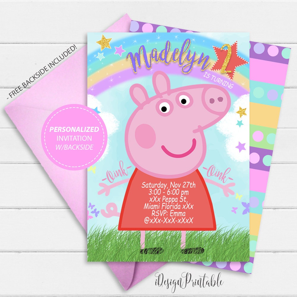 Peppa Pig Invitation Peppa Pig Birthday Invitation Etsy