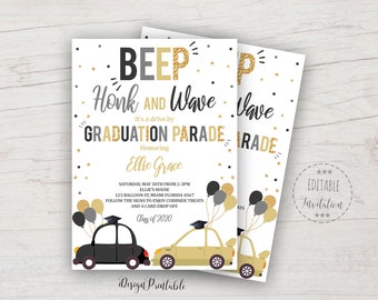 Drive By Invitation, Drive Through Graduation Invitation Text or Print, Graduation Party Invite, Quarantine, EDITABLE, INSTANT DOWNLOAD