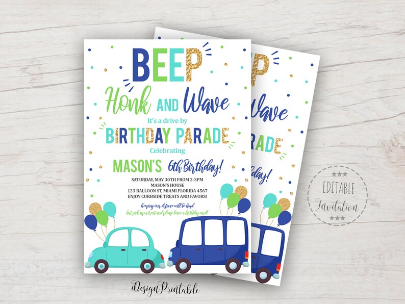Boy Birthday Parade Invite Drive Through Birthday Invitation Text or Print Quarantine Drive By Invitation EDITABLE INSTANT DOWNLOAD