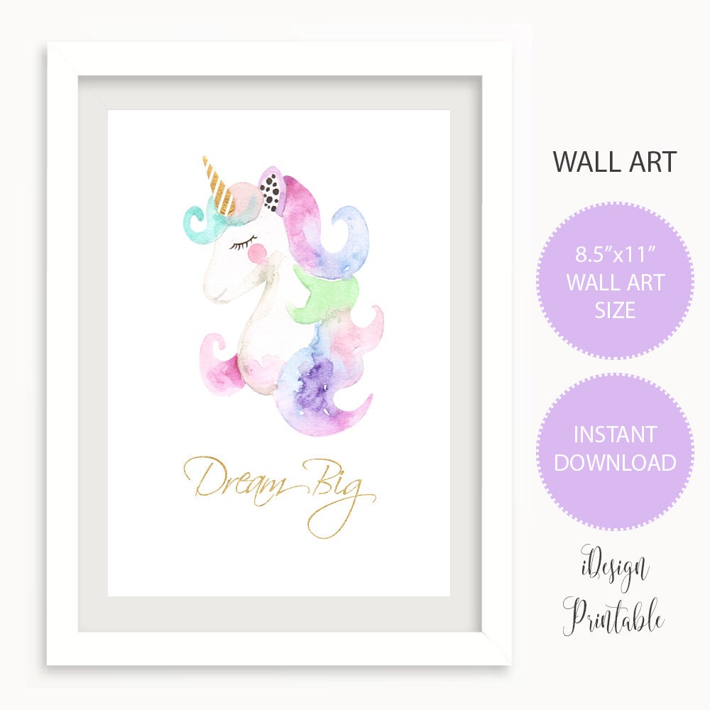 Printable Unicorn Wall Art Girls Room Decor Instant Download Etsy