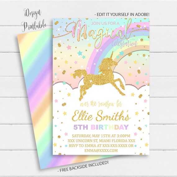 Free Unicorn Invitation Templates Pastel And Flower