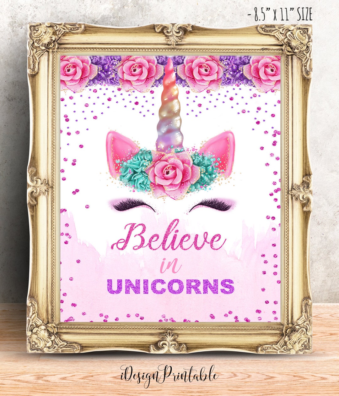 Unicorn Wall Art, Unicorn Birthday Wall Decor Printable, Unicorn Room ...