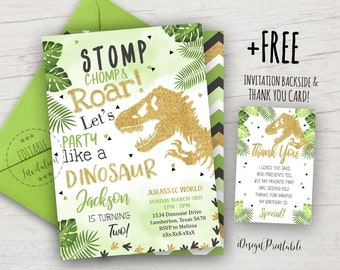 Dinosaur Invitation, Dinosaur Birthday Invitation Printable, T-Rex Invitation, Dinosaur Party Invitation, T-Rex, EDITABLE, INSTANT DOWNLOAD