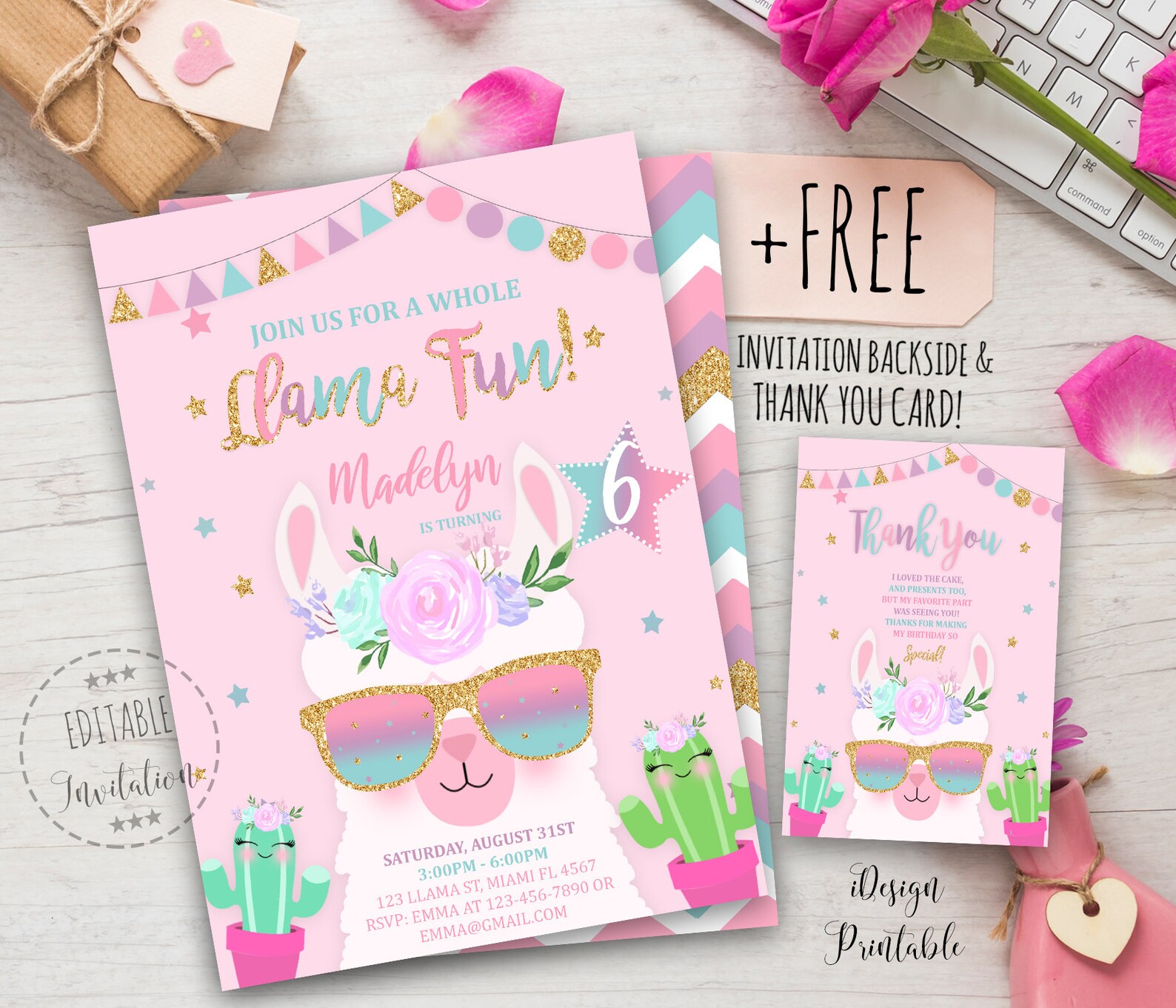 Llama Invitation Llama Birthday Invitation Printable Llama - Etsy