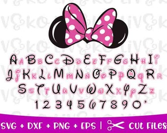 Disney inspired font svg, Minnie ears svg, Disney svg, Font svg, Instant download, Cricut cut file, Disney shirt, Minnie svg, Silhouette cut