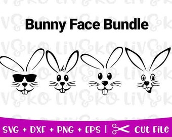 Bunny Bundle Svg, Easter Svg, Bunny Face, Cricut File, Silhouette File, T-shirt Svg file