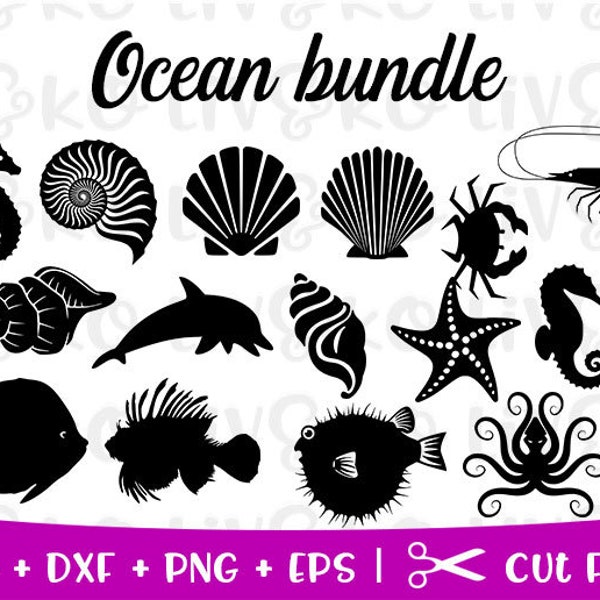 Ocean svg, Shell svg, Shell cut file, Fish svg, Ocean cut file, archivos svg, archivos cricut, archivos de silueta