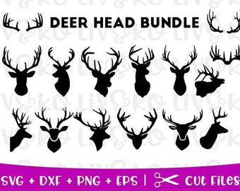 Deer head svg, Deer head bundle, Antler svg, Antler bundle, Svg files, Cricut files, Silhouette files