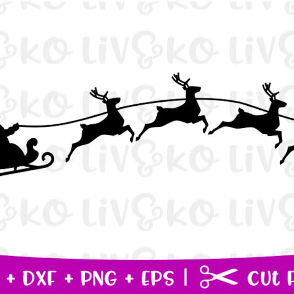 Santa's Sleigh svg, Christmas svg, Santa's Sleigh cut file, Christmas cut file, Reindeer svg, Cricut files, Silhouette files