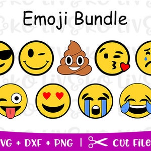 Emoji svg, Emoji silhouette, Emoji cut file, SVG files, Cricut files, Silhouette files, Emoji svg bundle