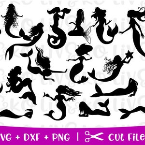 Mermaid svg Bundle, Mermaid cut file, Mermaid Silhouette, Mermaid png, svg files, Cricut files, Silhouette files