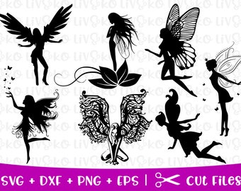 Hadas svg, Archivo de corte de hada, Silueta de hada, Hada png, Archivos svg, Archivos Cricut, Archivos de silueta, Paquete de hadas