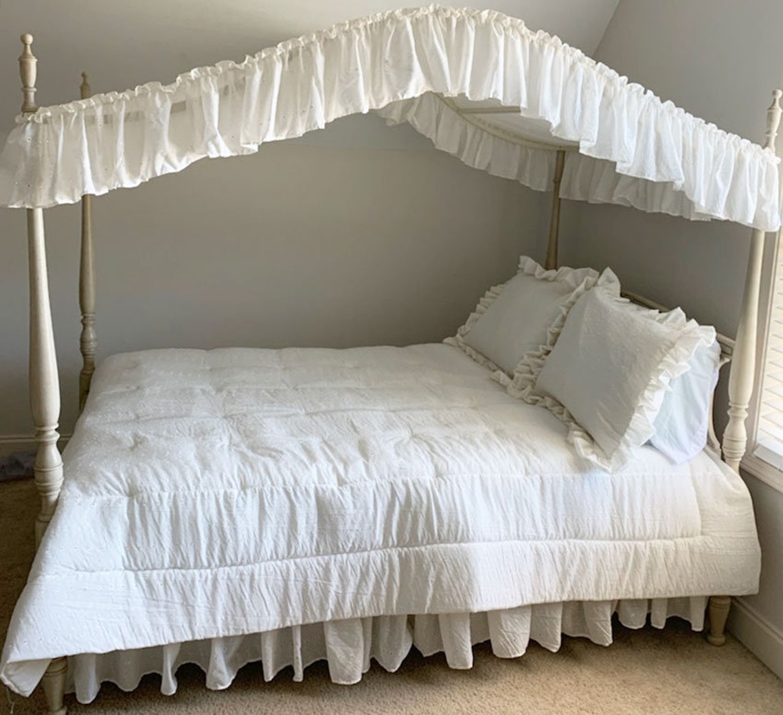 Twin Full or Queen Size Real Eyelet Ruffled Canopy Top & Bed Etsy