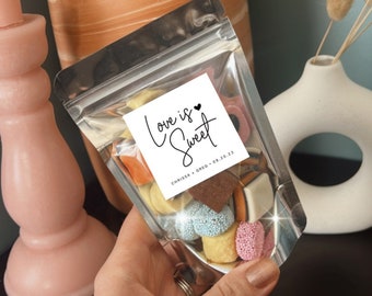 NEW! Love is Sweet Candy Wedding Favour Bag | Candy Wedding Favours | Personalized Wedding Favor | Chocolate Favour | Candy Bags | Silver