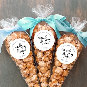 Multi Colour Popcorn Favor Labels + Bags | Baby Shower Favours | Ready To Pop | Popcorn Thank You | Shower Favor Bags | Popcorn Favour | DIY