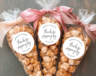 Popcorn Favor Labels + Bags | Wedding Favours | Thanks for Popping By | Favour Labels | His and Her Favourite | Wedding Favor Bags | DIY