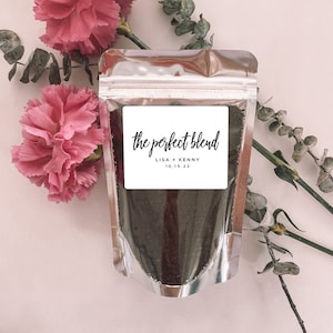 Die perfekte Mischung Kaffee Hochzeit Gunst Tasche | Brautparty Gunst | Kaffee Geschenk Beutel | Personalisierte Hochzeit Gunsten | Teebeutel | Silber