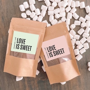 NEW! Love is Sweet Hot Chocolate Wedding Favour Bag | Hot Chocolate Favour Pouch | Personalized Wedding Favour | Hot Cocoa Winter Favour