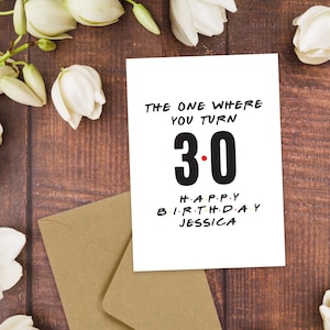 NOUVEAU ! Carte d'anniversaire AMIS | 30e anniversaire | Celle où vous aurez 30 ans | Émission de télévision d'amis | carte à thème d'amis | Emballage multiple disponible
