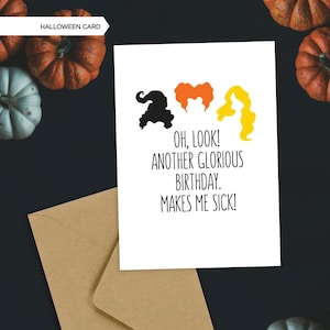NIEUW! Hocus Pocus-verjaardagskaart | Heksenkaart | Sanderson Sisters | Ziek | Halloween-kaart | Nog een glorieuze verjaardag |  | Multiverpakking beschikbaar