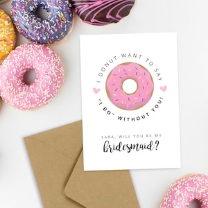 ¡NUEVO! Tarjeta de propuesta de dama de honor con forma de dona / Propuesta de dama de honor / Tarjeta divertida para dama de honor / ¿Quieres decir "Sí, quiero"? / Paquete múltiple disponible