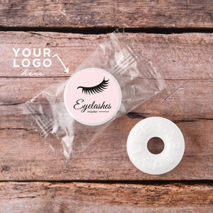 108 personalisierte Logo Mint-Aufkleber | Minze Etiketten | Ihr Business-Logo | Geschäft Gunsten | Logo Etikett | Logosticker | 19 mm runde Etiketten
