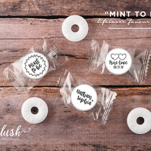 NEW! 108 Personalized Mint Stickers | Mint Labels | Mint To Be Favours | Wedding | White Mint To Be | Custom Candy Bar | 0.75” Round Labels