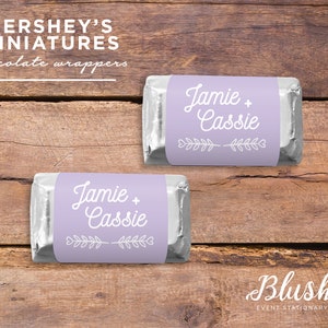NEW! Personalized Hershey's Miniatures Chocolate Wrappers | Mini Chocolate Bar Favours | Chocolate Labels | Wedding | Any Colour | Set Of 21