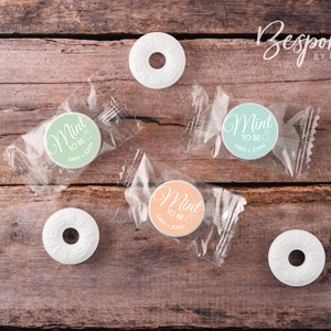 NEW! 108 Personalized Mint Stickers | Mint Labels | Mint To Be Favours | Wedding | Cursive Mint To Be | 40+ Colours | 0.75” Round Labels