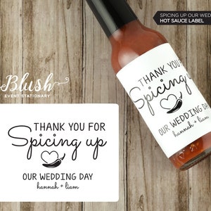 NEW! Hot Sauce Wedding Favour Labels | Personalized Hot Sauce Label  | Thanks For Spicing Up Our Wedding Day | Hot Sauce Favors | Set Of 6