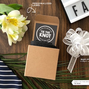 New! Groomsman Gift Tie Box | Groomsman Proposal  Box | Tie The Knot | Will You Be | Groomsman Thank You | Favour Box | Grey | Box With Bow