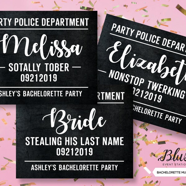 NEW! Bachelorette Party Mug Shot Signs | Customized With Name | Photo Booth | Bachelorette Party Games | Bride To Be | Bridesmaids | 8x10"